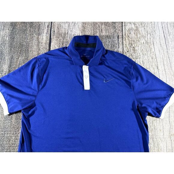 Nike Golf Dri Fit Blue White Polo Shirt Men's Medium Dri-Fit Golfing - Picture 2 of 9